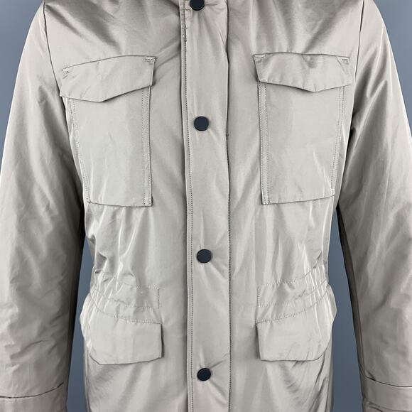 EREDI PISANO Size M Khaki Beige Padded Patch Pocket Winter Jacket - Picture 3 of 8